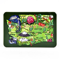 WA State Map Rect Tin Magnet(H) M21136